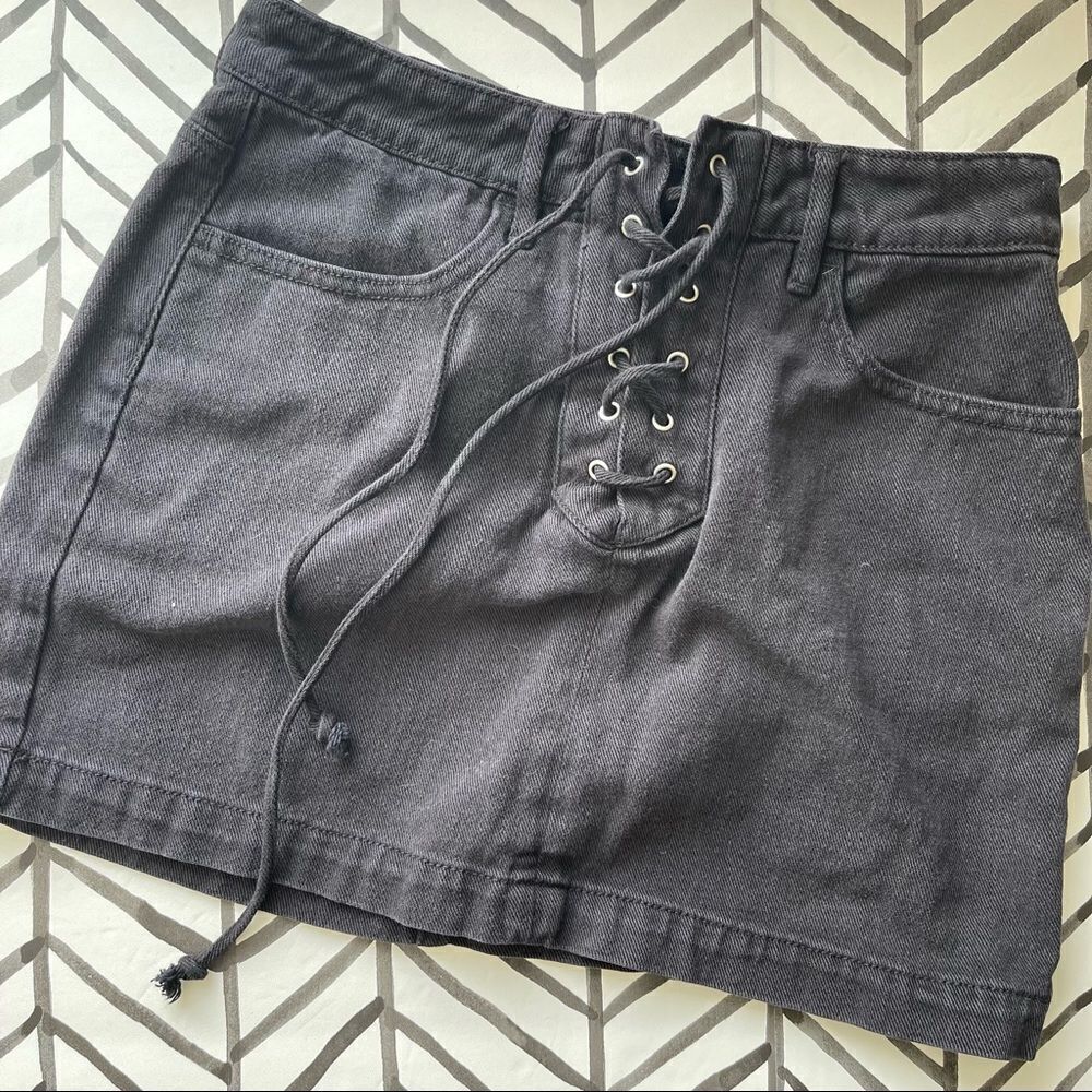 Pacsun Front Lace Black Mini Skirt